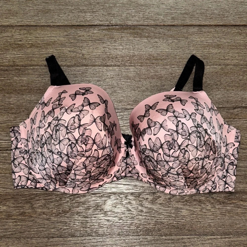 Torrid Perfect T-Shirt Bra Allover Butterfly Screen Zephyr 46DDD